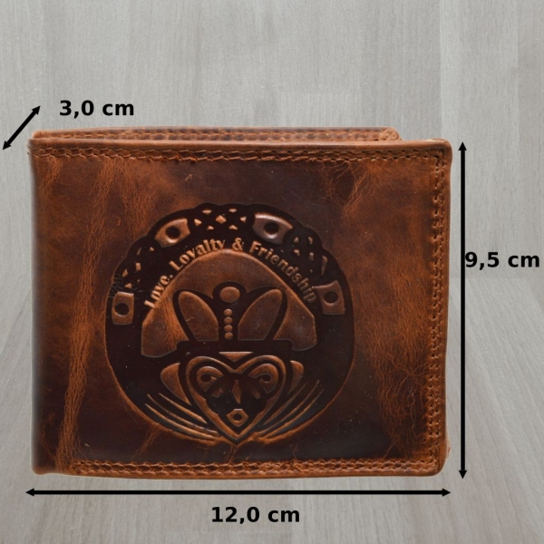 Herrengeldbörse mit Druck Claddagh irisches Symbol Love, Loyalty, Friendship mit RFID Schutz Braun